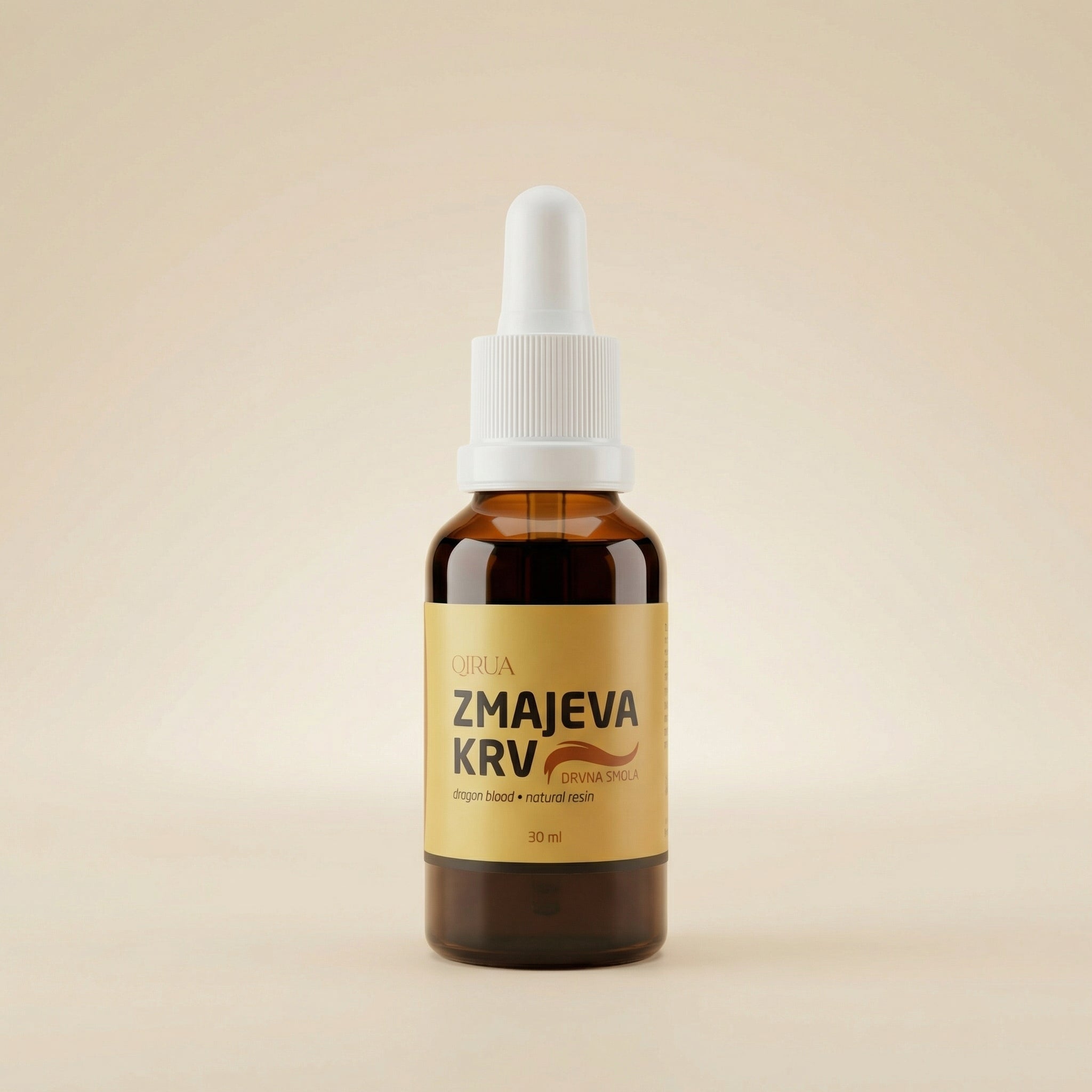 Bottle of Dragon's blood on a beige background